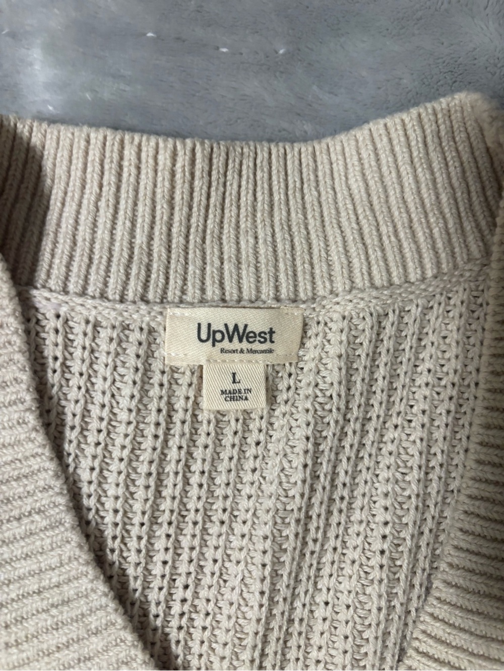 NWOT Upwest Cream Wrap-Front Ribbed Sweater - Picture 2 of 3